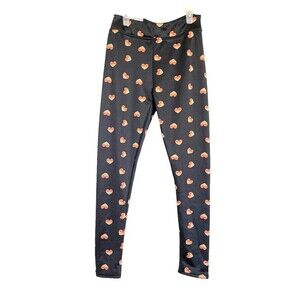 Serra Leggings Size Small Ladies Fleece Lined Heart Design Black Soft High Waist